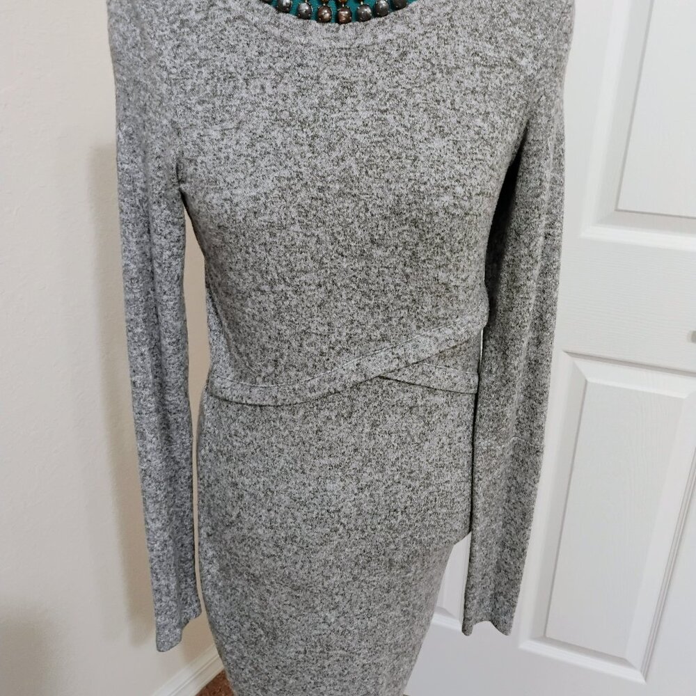 Express Gray Long Sleeve Knit Dress Size Small